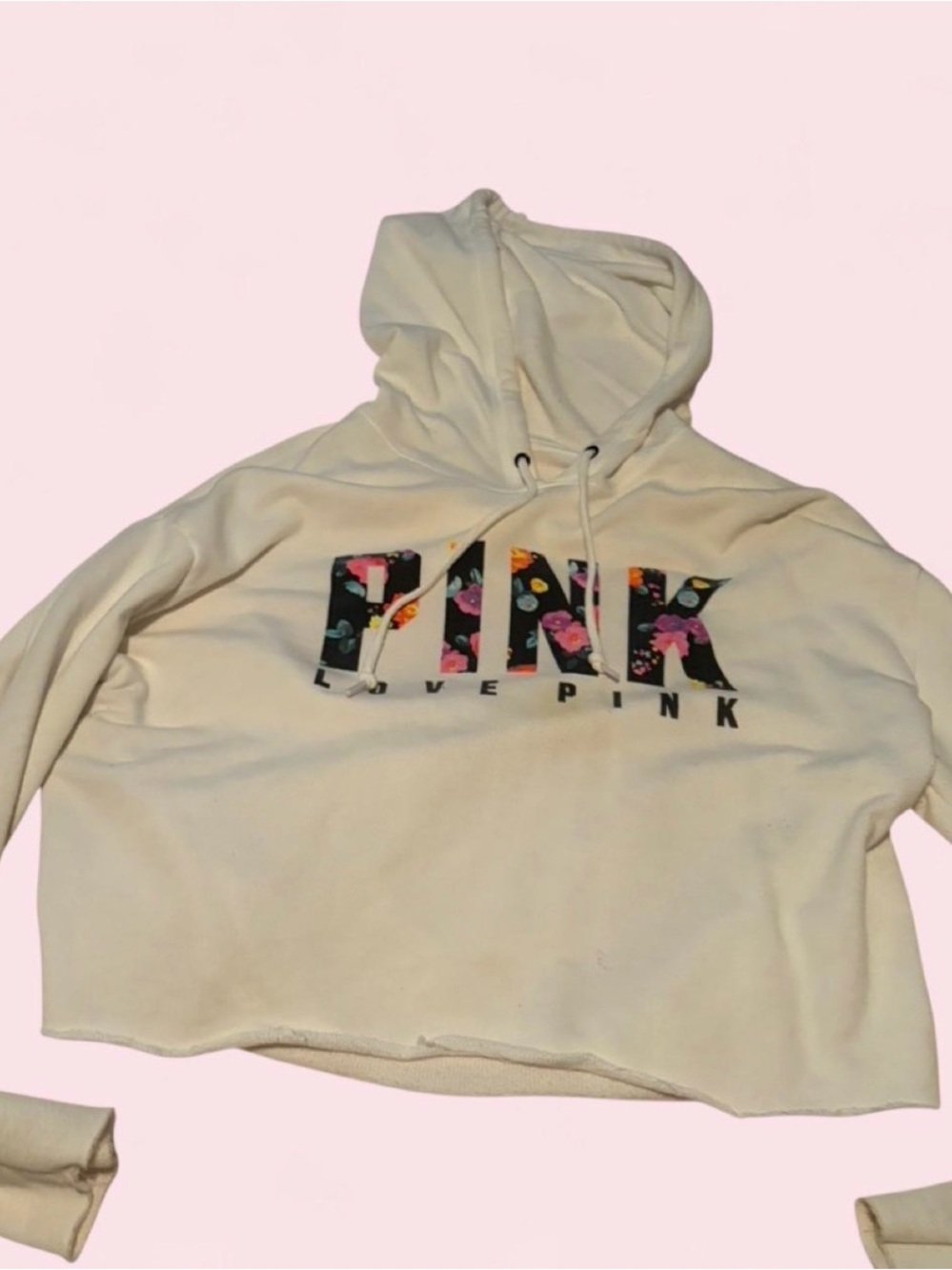Floral Logo Crop Hoodie